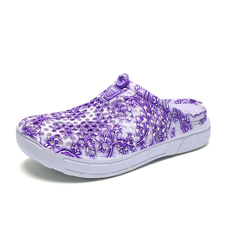2025 Women Casual Clogs Breathable Beach Sandals Summer Slippers Slip On Womens Shoes Home Ladies Shoes Fashion Hollow Pantuflas