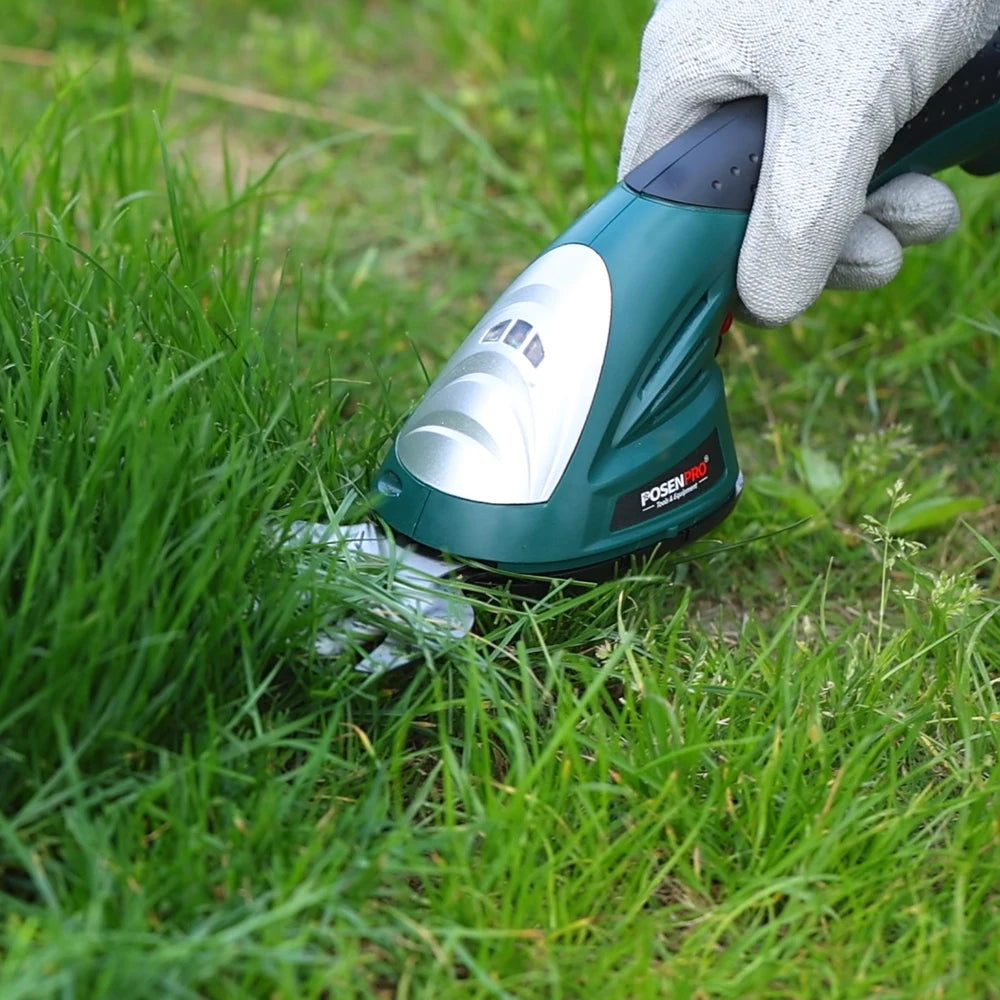 POSENPRO 7.2V Pruning Shears 2in1 Cordless Grass Hedge Trimmer Battery Rechargeable Shear Hedger Cordless Garden Tool