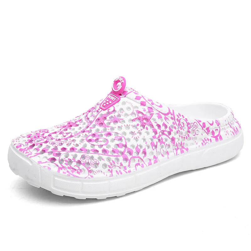 2025 Women Casual Clogs Breathable Beach Sandals Summer Slippers Slip On Womens Shoes Home Ladies Shoes Fashion Hollow Pantuflas