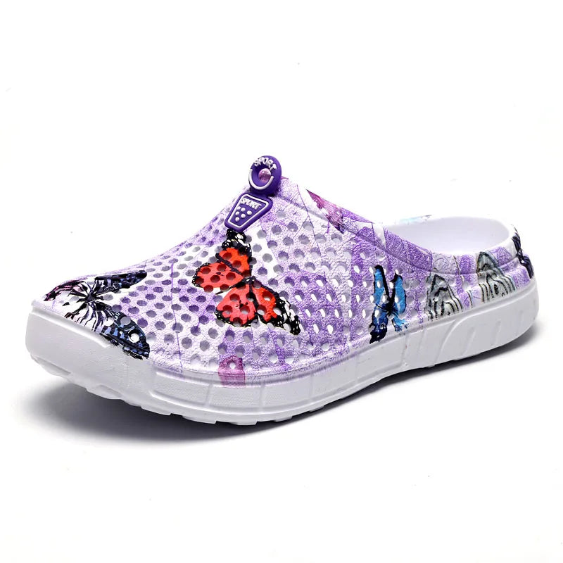 2025 Women Casual Clogs Breathable Beach Sandals Summer Slippers Slip On Womens Shoes Home Ladies Shoes Fashion Hollow Pantuflas