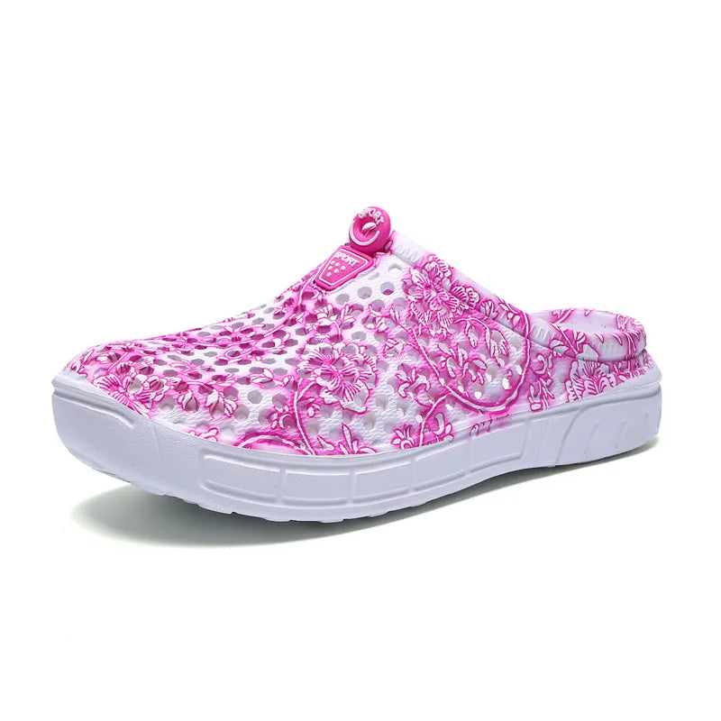2025 Women Casual Clogs Breathable Beach Sandals Summer Slippers Slip On Womens Shoes Home Ladies Shoes Fashion Hollow Pantuflas