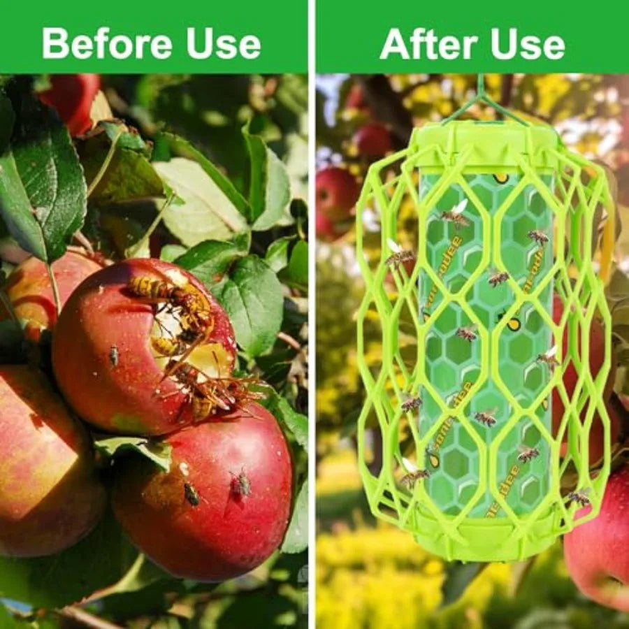 4 Pack Upgraded Wasp Trap Outdoor Hanging, Carpenter Bee and Hornet Catcher, Reusable Yellow Jacket Trap with Bait Reservoir, B