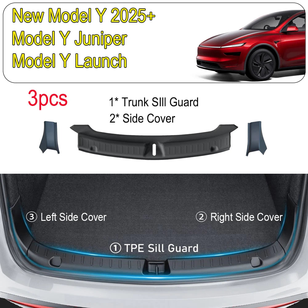 For Tesla Model Y Juniper Launch Trunk Sill Plate Protector TPE Trunk Mat Cover Rear Bumper Guard Pad Anti-scratch Accessories