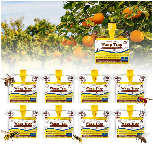 6/8 Pack Wasp Traps Yellow Jacket Trap Catcher Outdoor Hanging Disposable Yellow Jacket Tra Carpenter Bee Killer Outside Bug Catcher Bag For Pest Insect Control