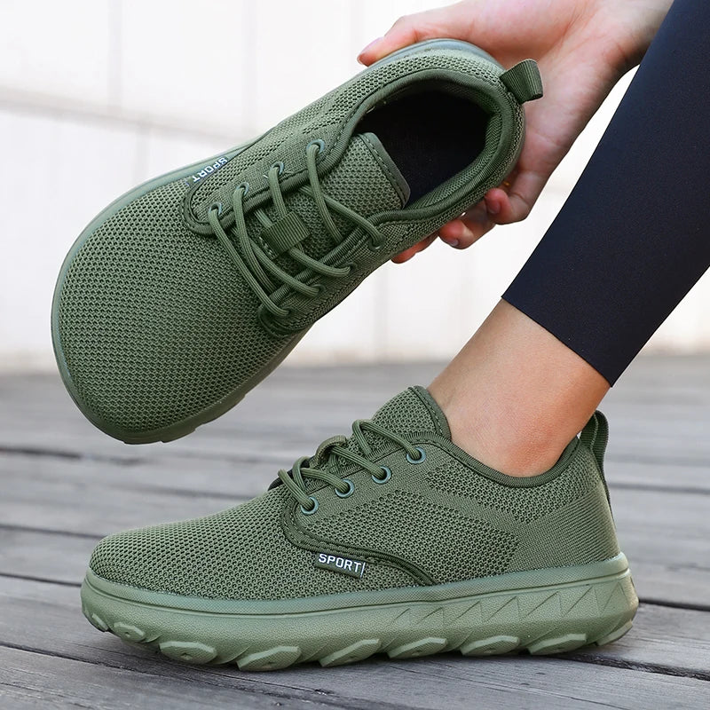 Wide Toe Women Platform Shoe Breathable Knitted Mesh Comfortable Barefoot Casual Versatile Soft Sole Wide Shoes Walking Sneakers