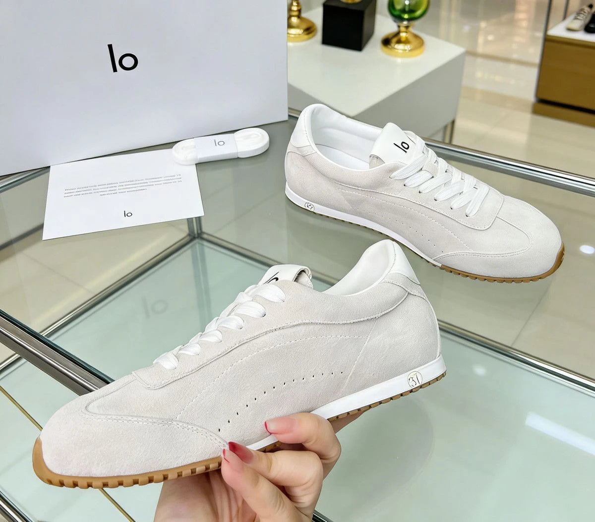 High-end Brand De Xun Shoes, 26SS New Trendy and Versatile Retro Casual Women's Shoes, Low-top Lace-up Sports Shoes, Trendy Versatile Women's Shoes, American-style Versatile White Sneakers, Ballet Flats