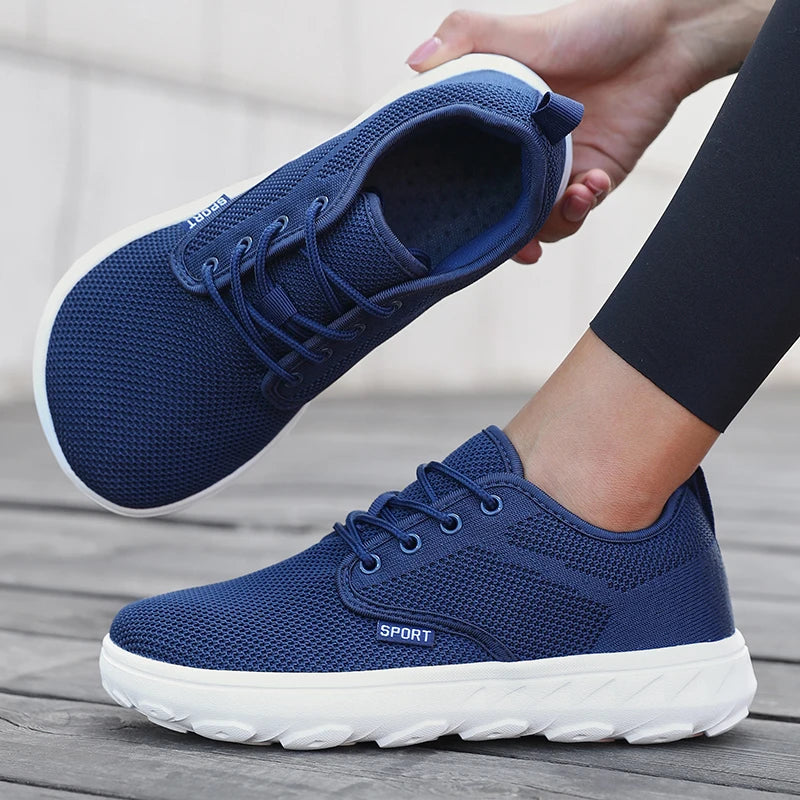 Wide Toe Women Platform Shoe Breathable Knitted Mesh Comfortable Barefoot Casual Versatile Soft Sole Wide Shoes Walking Sneakers