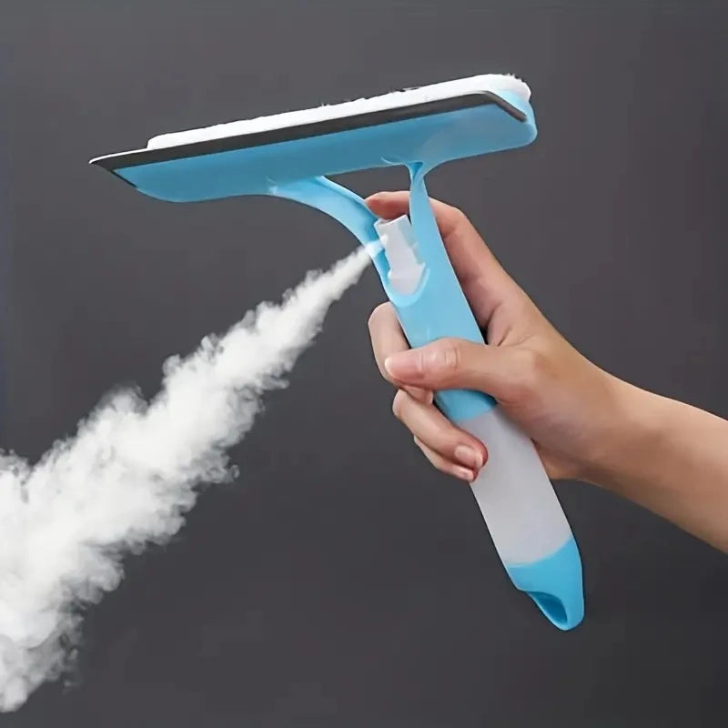3 in 1 Window Cleaning Squeegee Multi Function Glass Mirror Wiper with Spray Bottle Microfiber Scrub Household Car Cleaner Tools