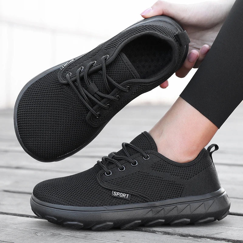 Wide Toe Women Platform Shoe Breathable Knitted Mesh Comfortable Barefoot Casual Versatile Soft Sole Wide Shoes Walking Sneakers