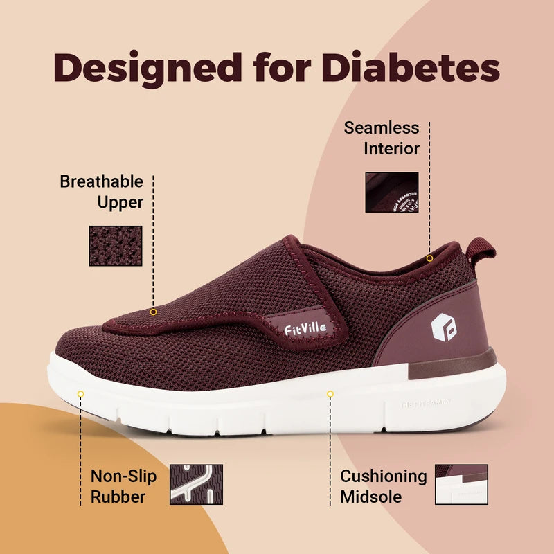 FitVille Women'S Extra Wide Diabetic Orthopedic Adjustable Walking Shoes, Elderly Footwear For Wide Feet, Swollen Feet & Foot Pain Relief