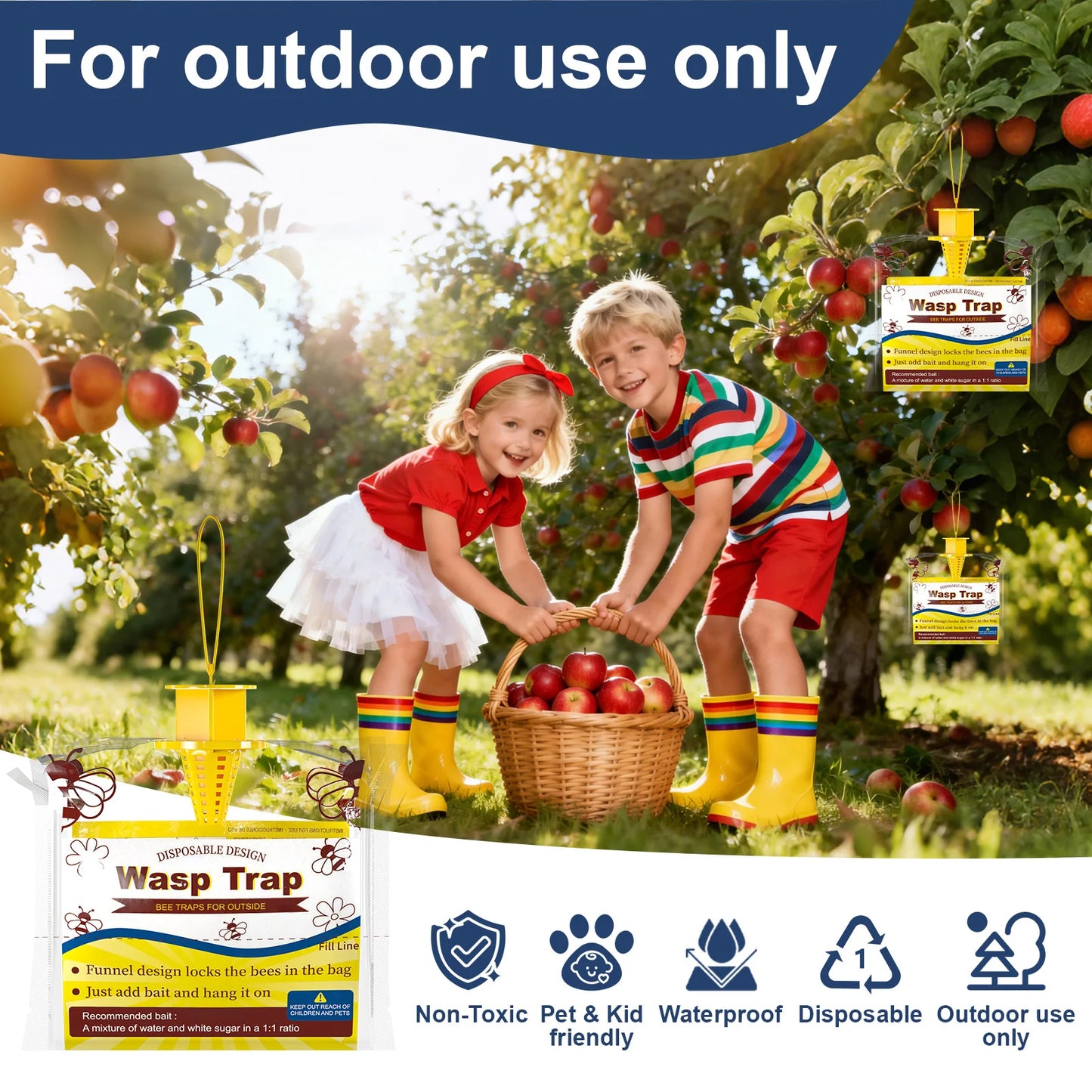6/8 Pack Wasp Traps Yellow Jacket Trap Catcher Outdoor Hanging Disposable Yellow Jacket Tra Carpenter Bee Killer Outside Bug Catcher Bag For Pest Insect Control