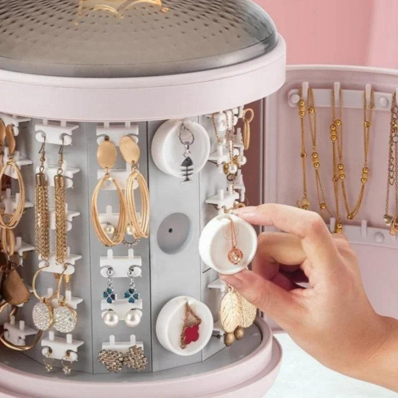 Crown Jewelry Organizer Box Jewel Jewellery Storage Case Travel Storage Bag For Rings Earrings Necklaces Plastic Container