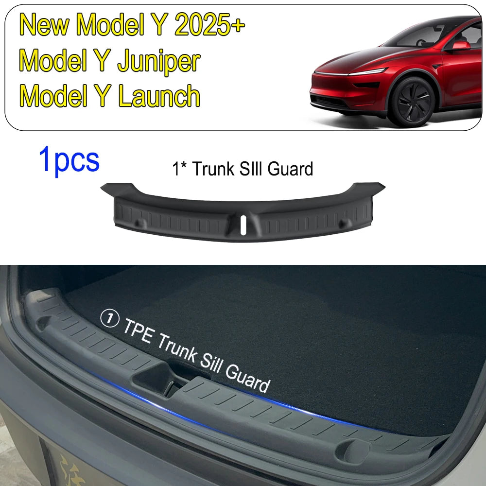 For Tesla Model Y Juniper Launch Trunk Sill Plate Protector TPE Trunk Mat Cover Rear Bumper Guard Pad Anti-scratch Accessories