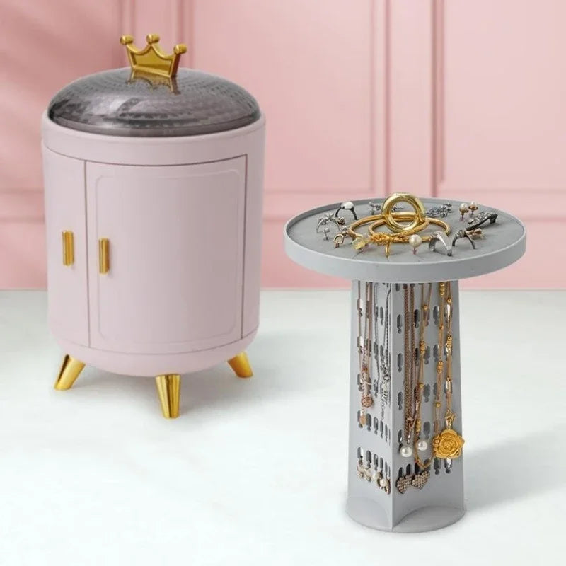 Crown Jewelry Organizer Box Jewel Jewellery Storage Case Travel Storage Bag For Rings Earrings Necklaces Plastic Container