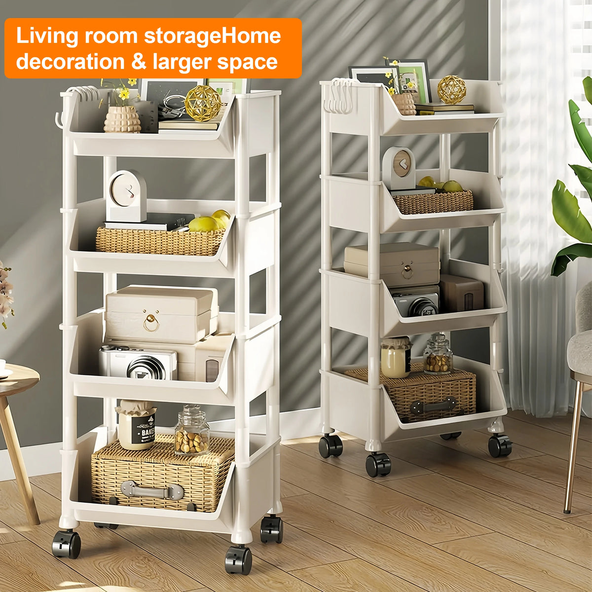 Versatile 2-5Tier Rolling Storage Cart with Wheels Perfect Bathroom Kitchen Office Ideal Groceries Snacks Toys Books Toiletries