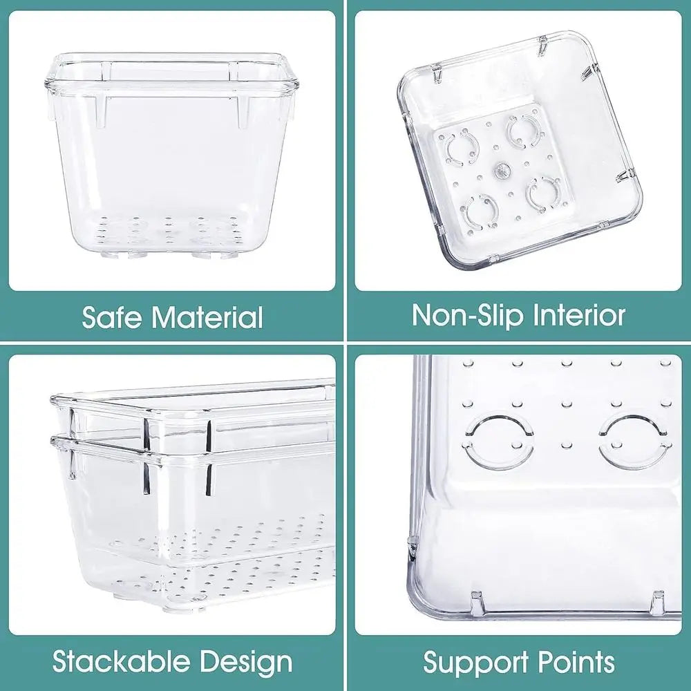25 PCS Clear Plastic Desk Organizer Set, 4 Sizes Divider Organizers and Storage Bins for Makeup, Jewelry, Gadgets, Kitchen, Bedr
