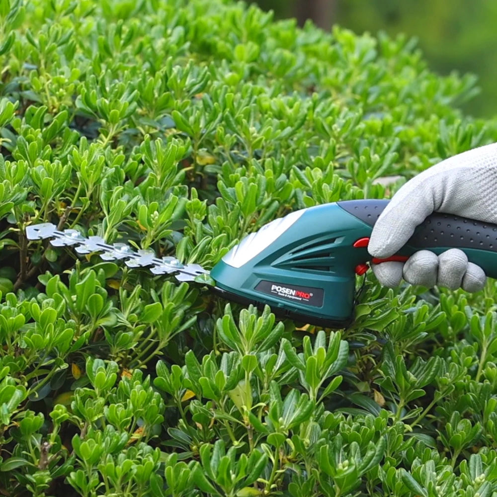 POSENPRO 7.2V Pruning Shears 2in1 Cordless Grass Hedge Trimmer Battery Rechargeable Shear Hedger Cordless Garden Tool